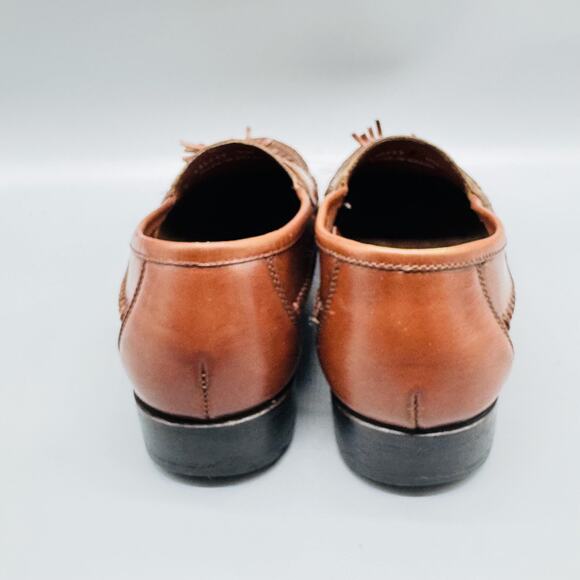 GH Bass & Co Shoes Mens 11.5 Brown Leather Woven Tassel Loafers Moc Toe Slip On - Picture 6 of 11